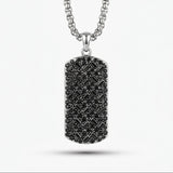 Men’s Black Stone Dog Tag Necklace with Custom Engraving