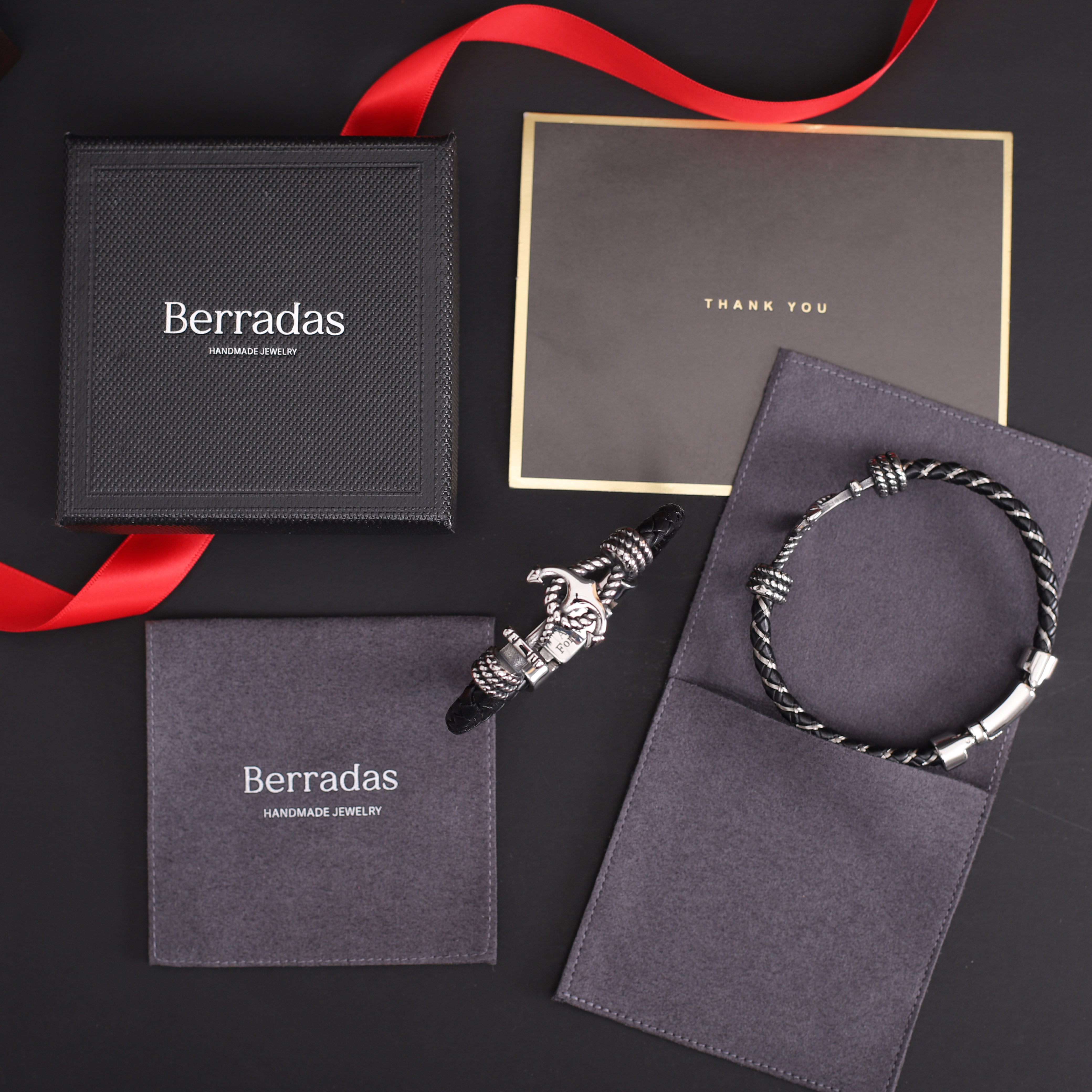Berradas men’s anchor bracelet presented in premium gift packaging