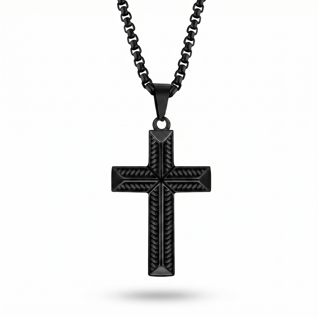 Cross necklace for men - Black
