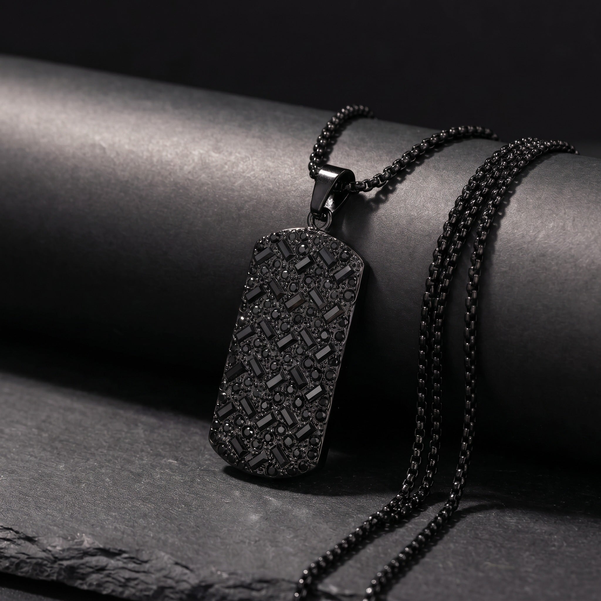Collier avec plaque gravée personnalisée pour homme