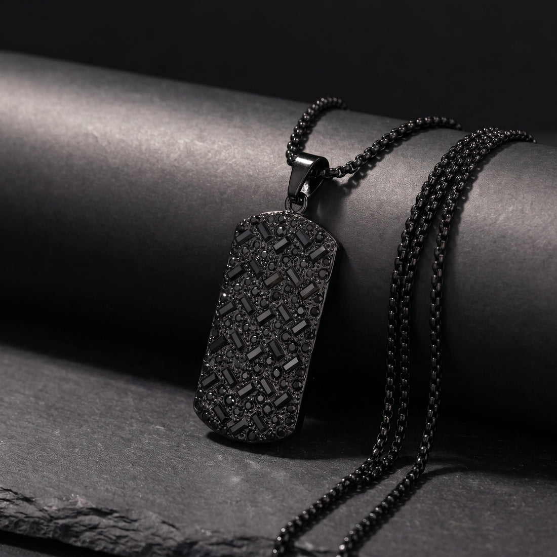 Collier avec plaque gravée personnalisée pour homme