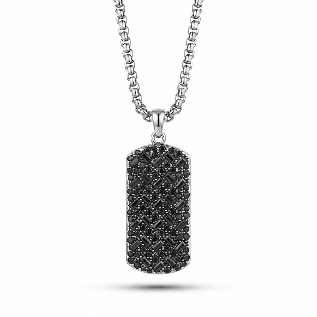 Aangepaste tag-ketting voor mannen met zwarte diamantenaccent