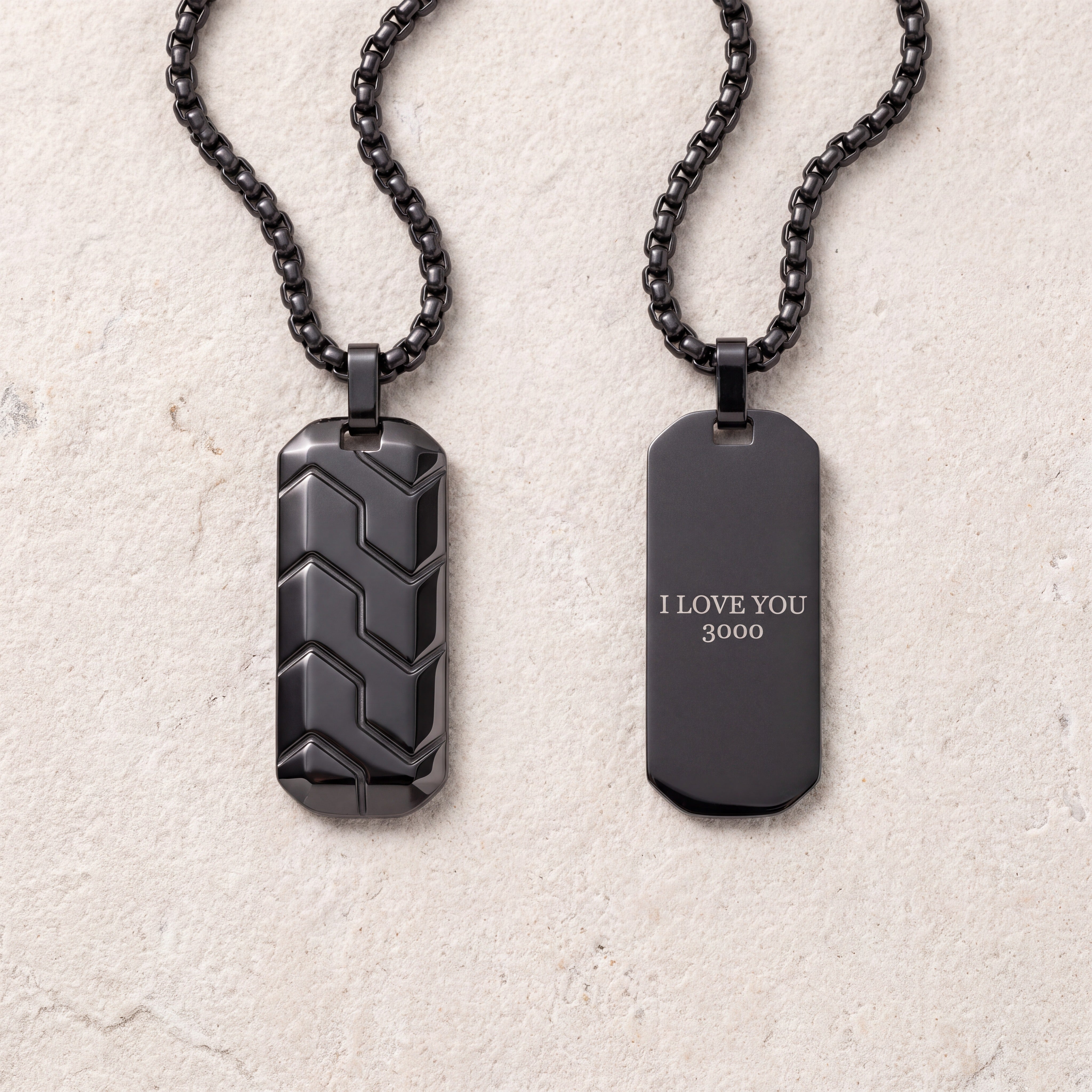 Armor Dog Tag Necklace for Men - Black