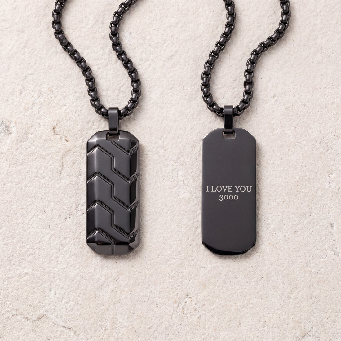 Armor Dog Tag Necklace for Men - Black