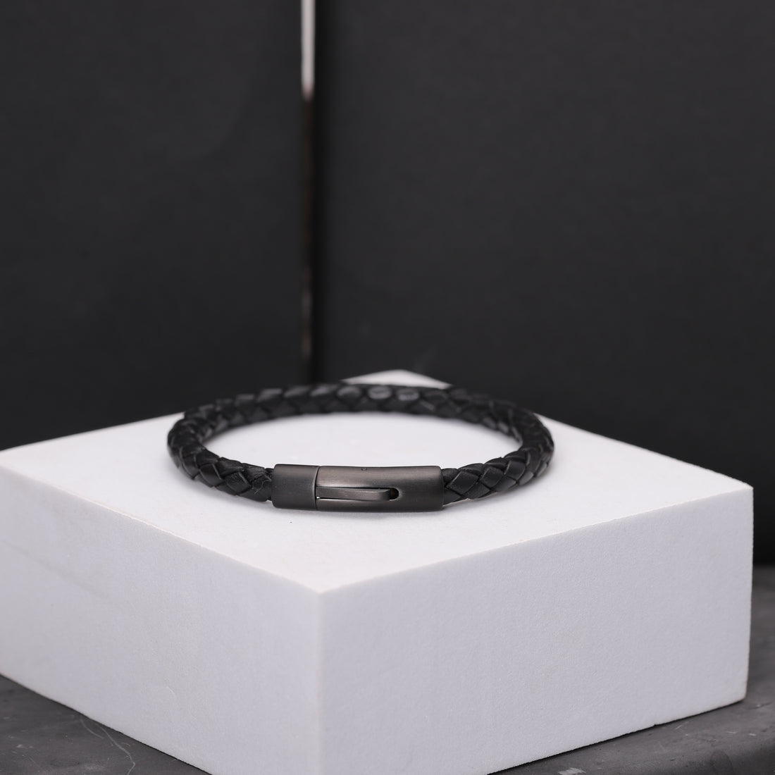 Personalized Leather Bracelet with Hidden Custom Message - Black