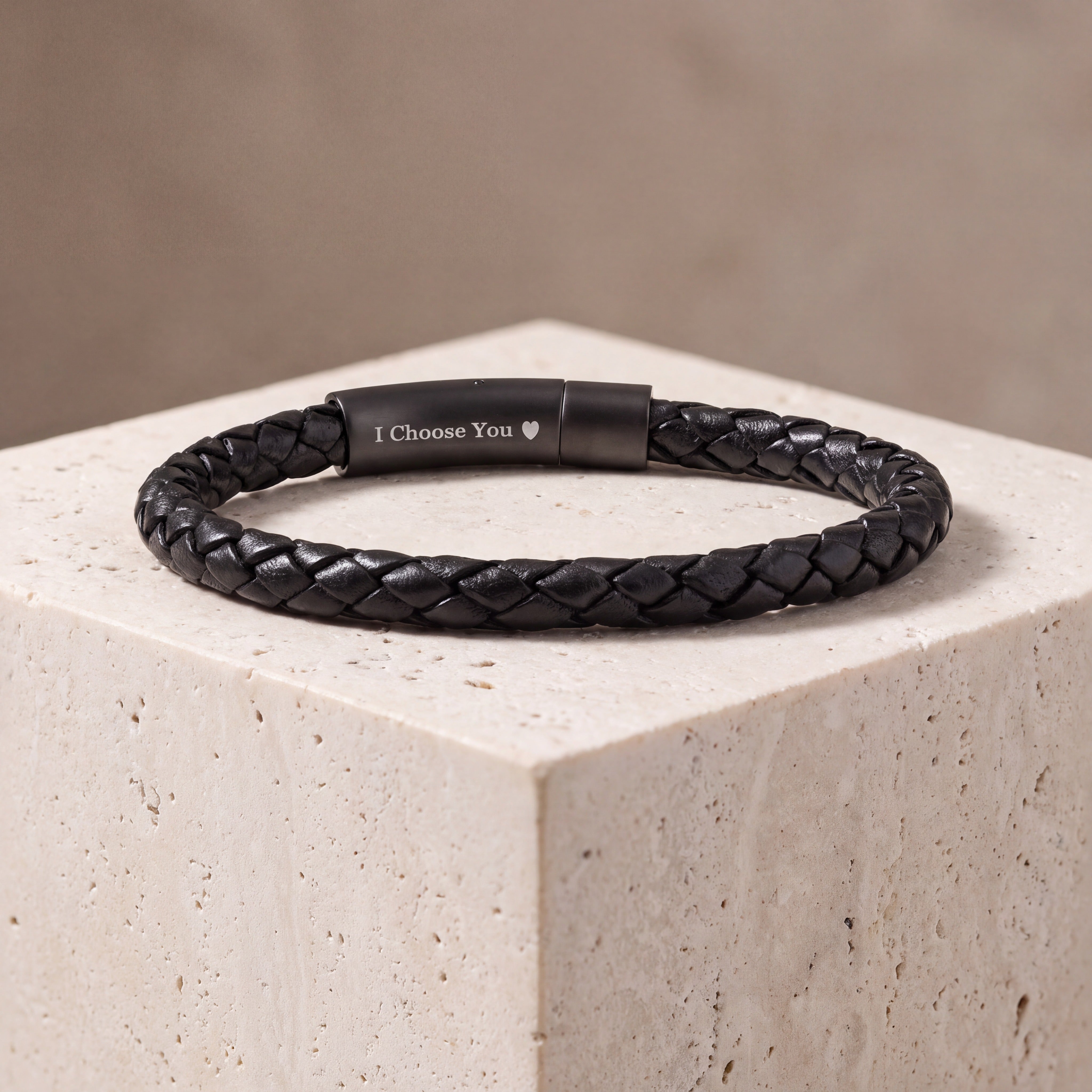The Keeper — Men's Leather Bracelet with Hidden Engraving