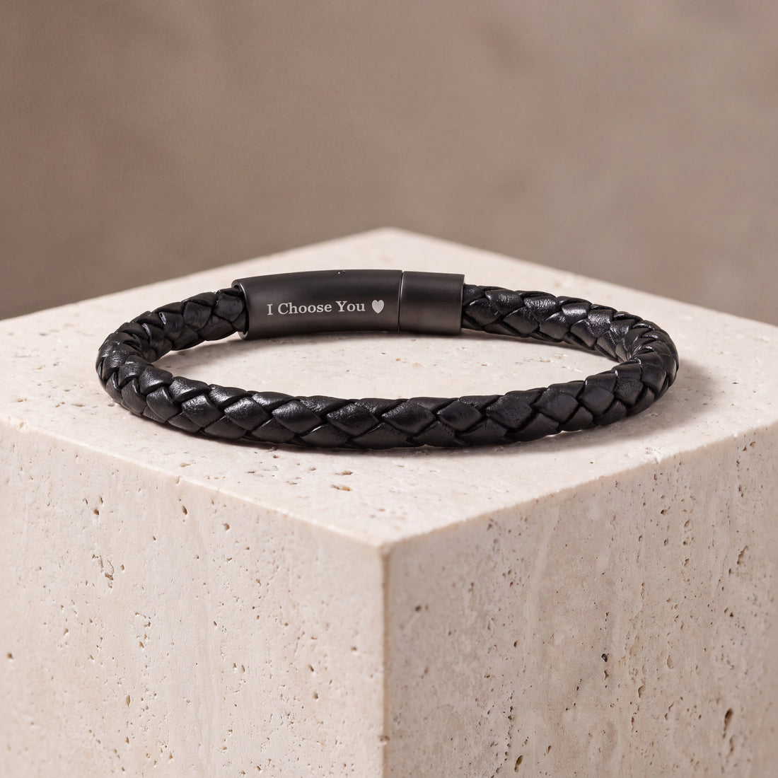 The Keeper — Men's Leather Bracelet with Hidden Engraving