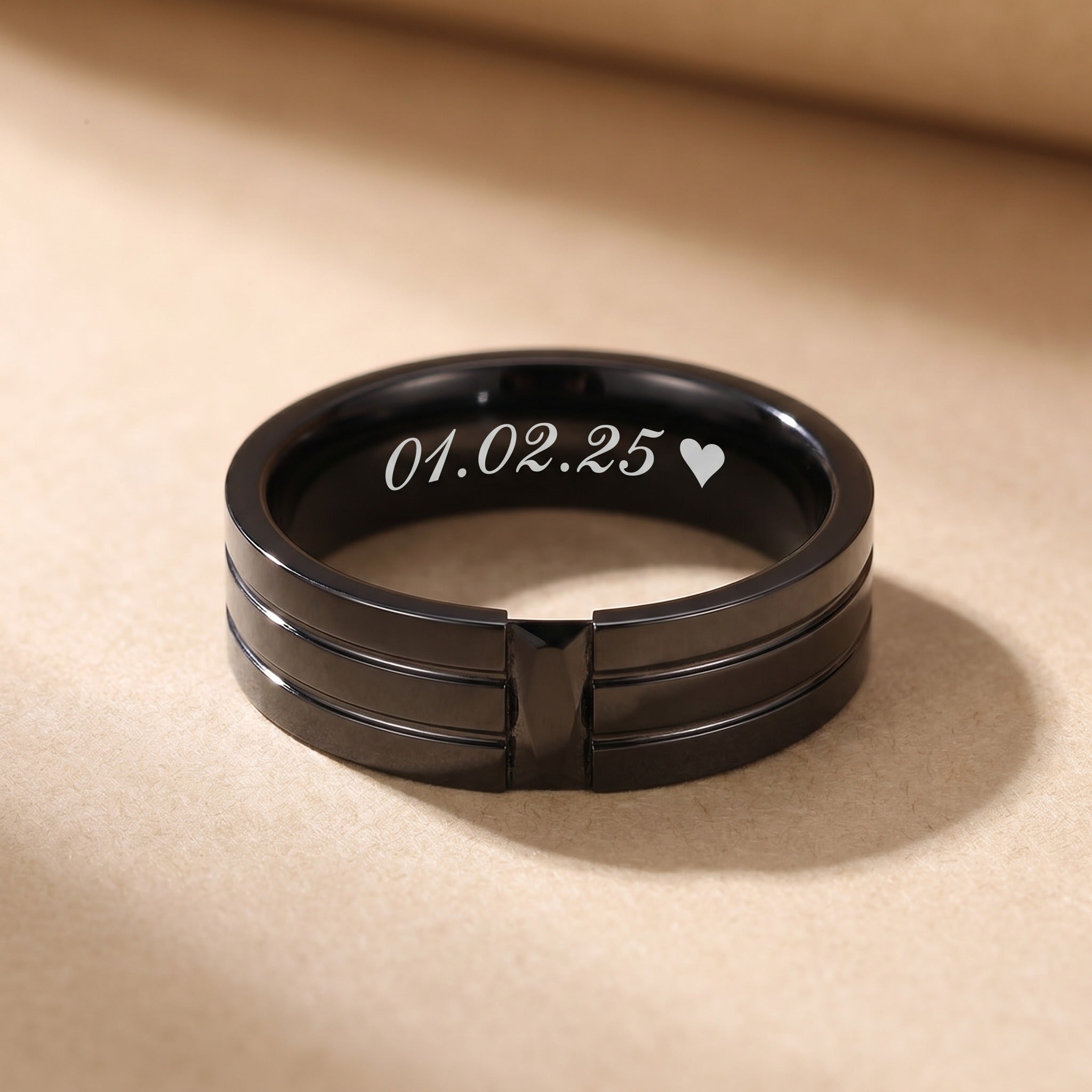 Men’s Black Tungsten Promise Ring with Black Diamond