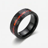 Hammered Wedding band ring with Opal Ring