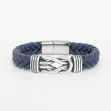 Pulsera de nudo de cuero trenzado - Azul