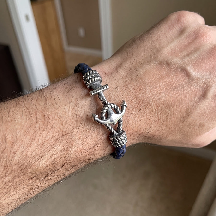Hold Fast | Men’s Anchor Leather Bracelet