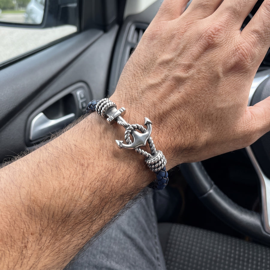 Hold Fast | Men’s Anchor Leather Bracelet