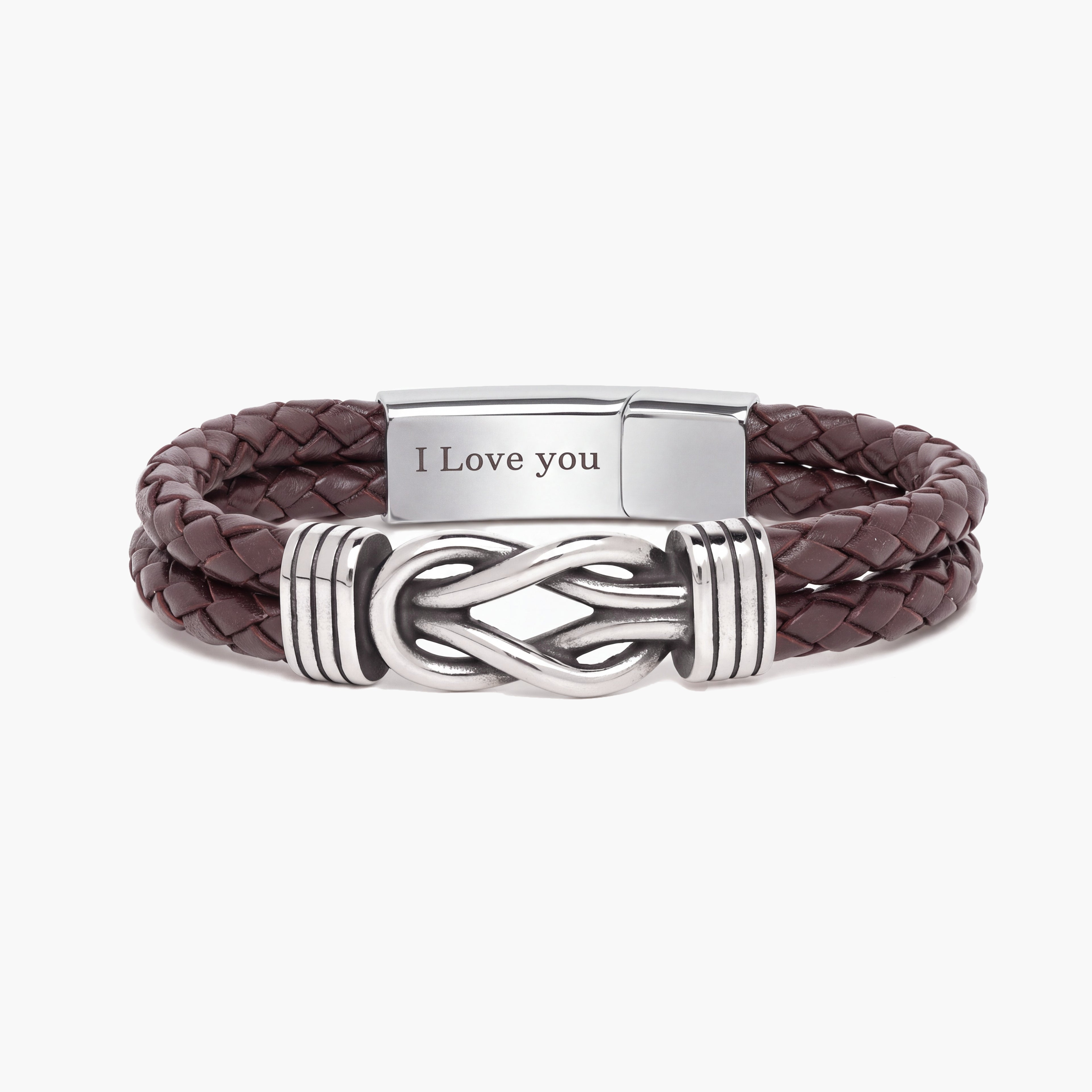 Brown Infinity Knot Leather Bracelet for Men