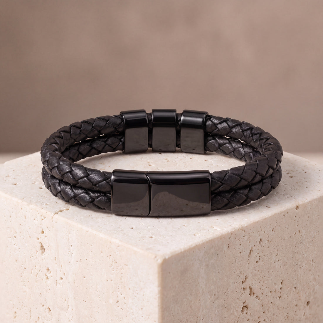 Men's Personalized Leather Bracelet with Kids Names