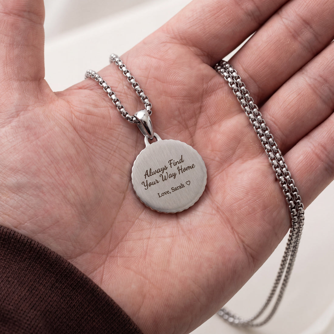 Engraved Compass Necklace for Men – Personalized Travel Pendant