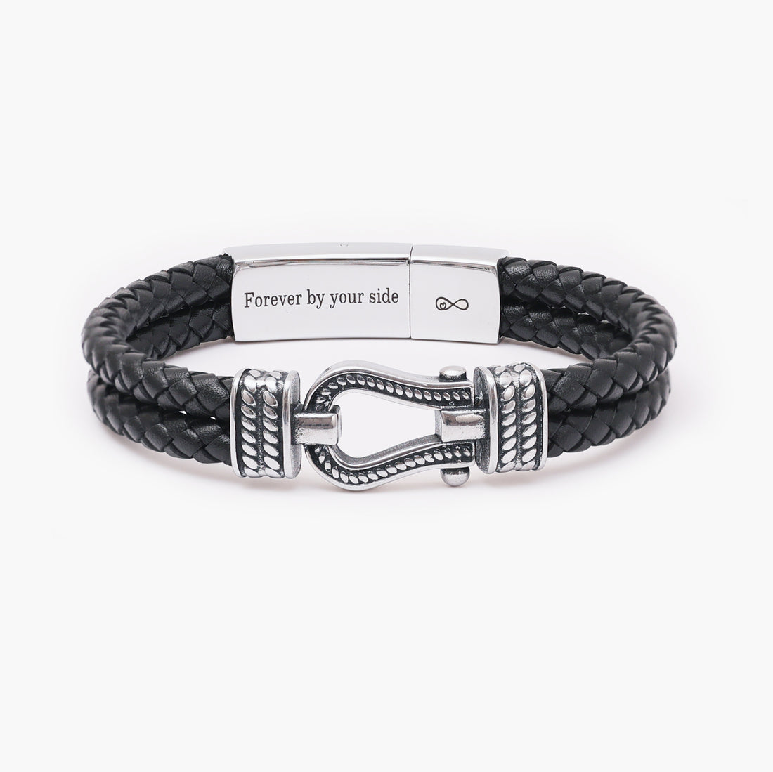 Pulsera de cuero negro con nudo infinito para hombres
