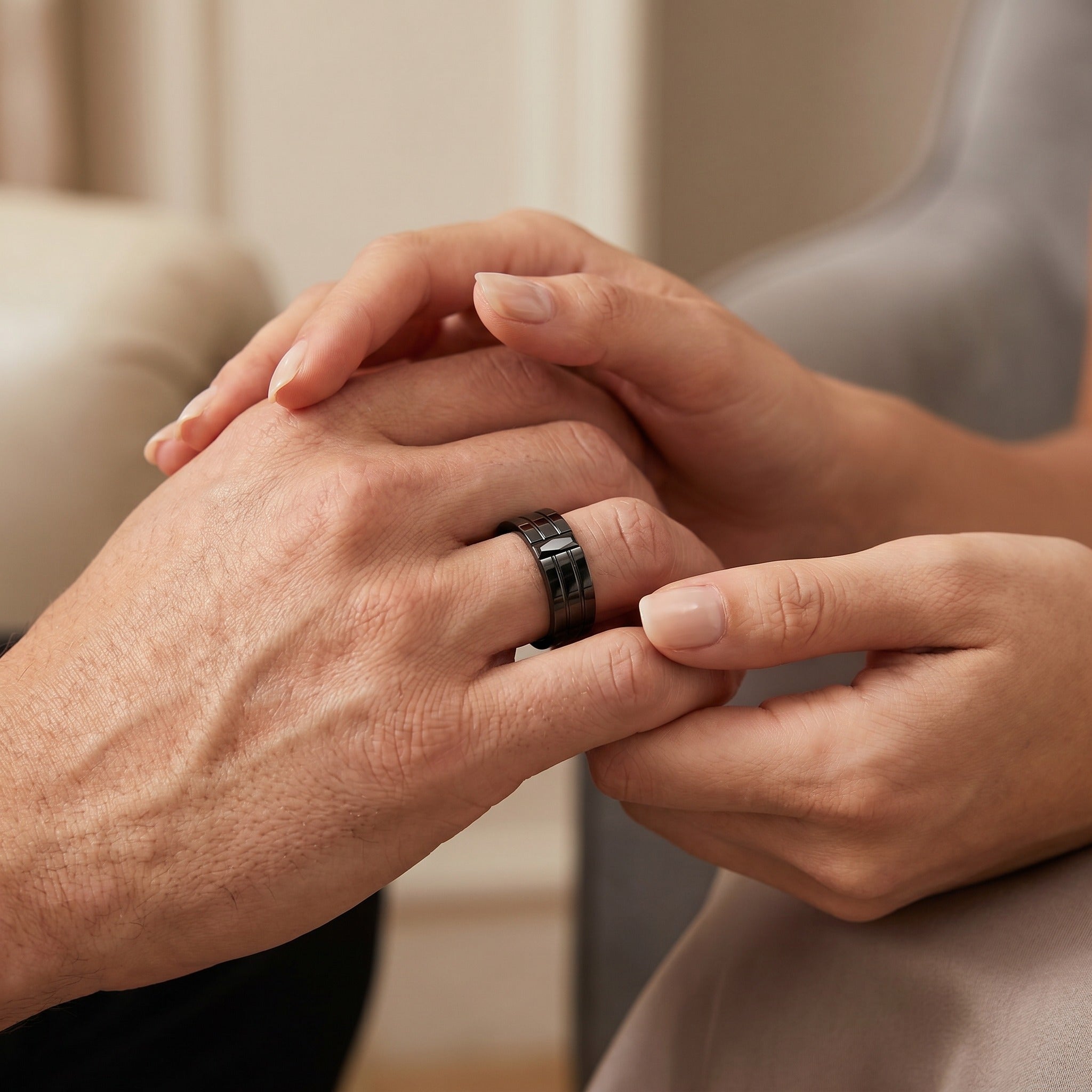 Men’s Black Tungsten Promise Ring with Black Diamond