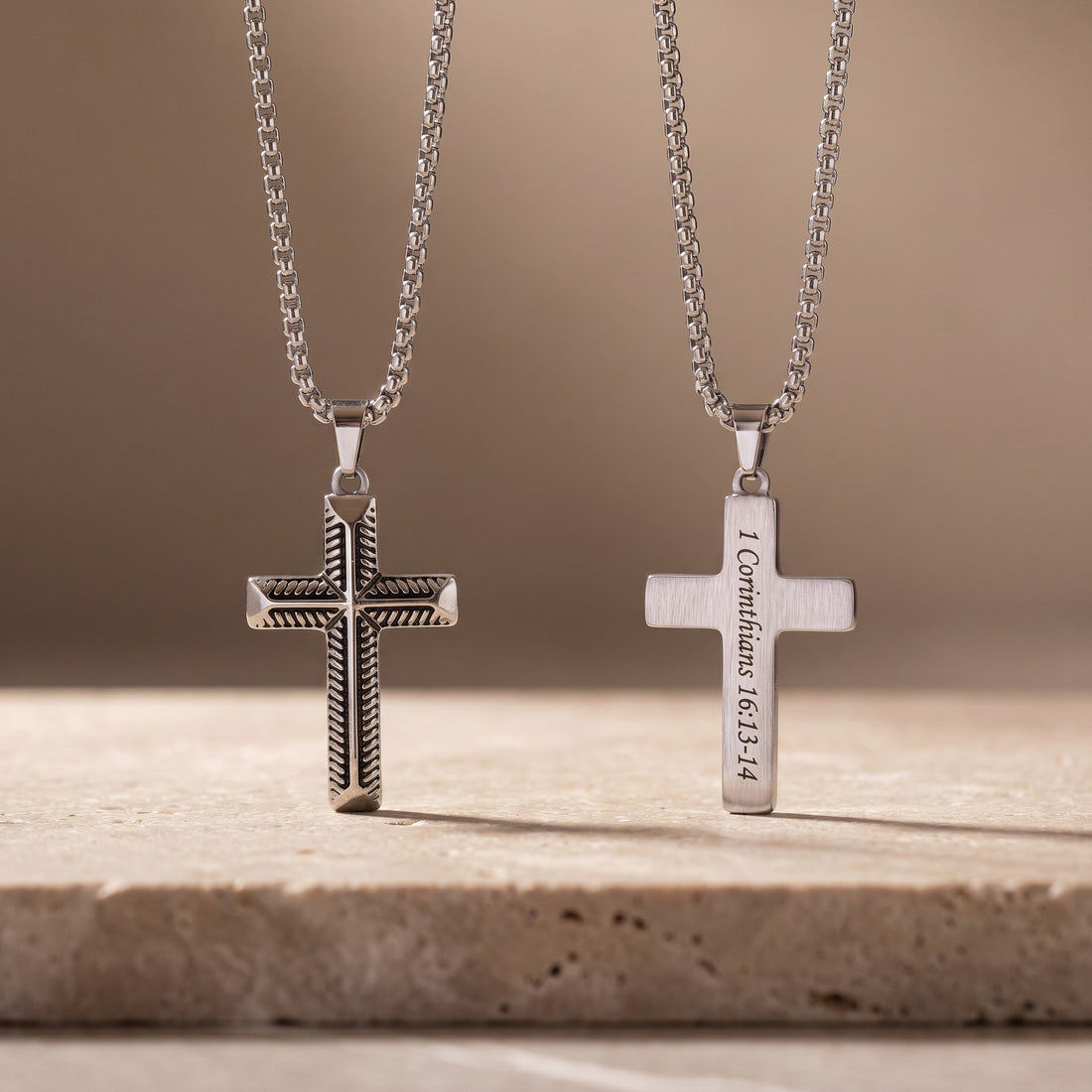 Cross necklace for men - Silver