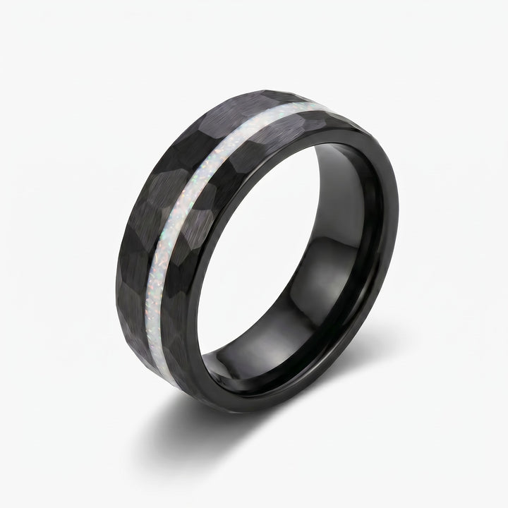 Lunar Opal Tungsten Wedding Band
