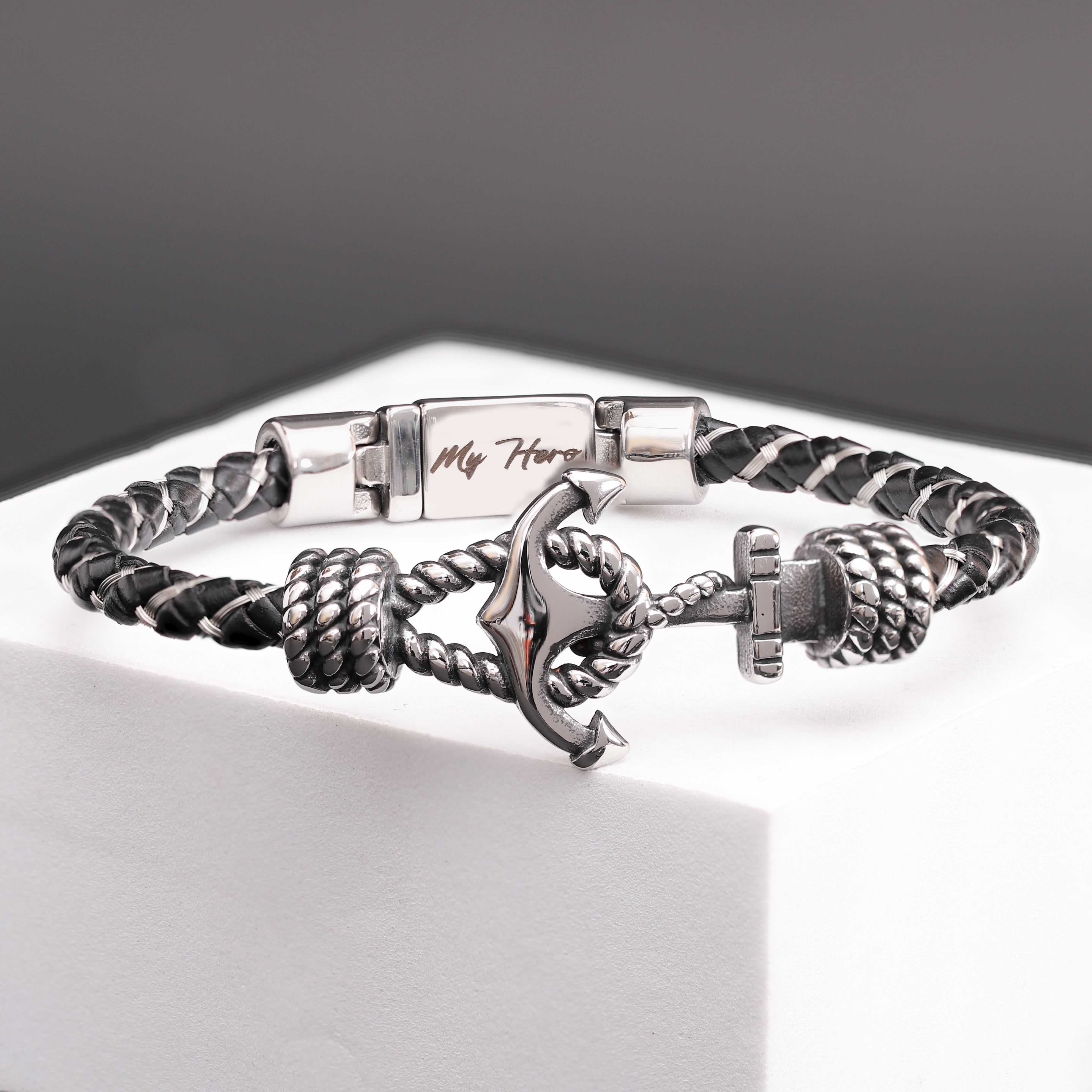 Hidden message Anchor bracelet for men