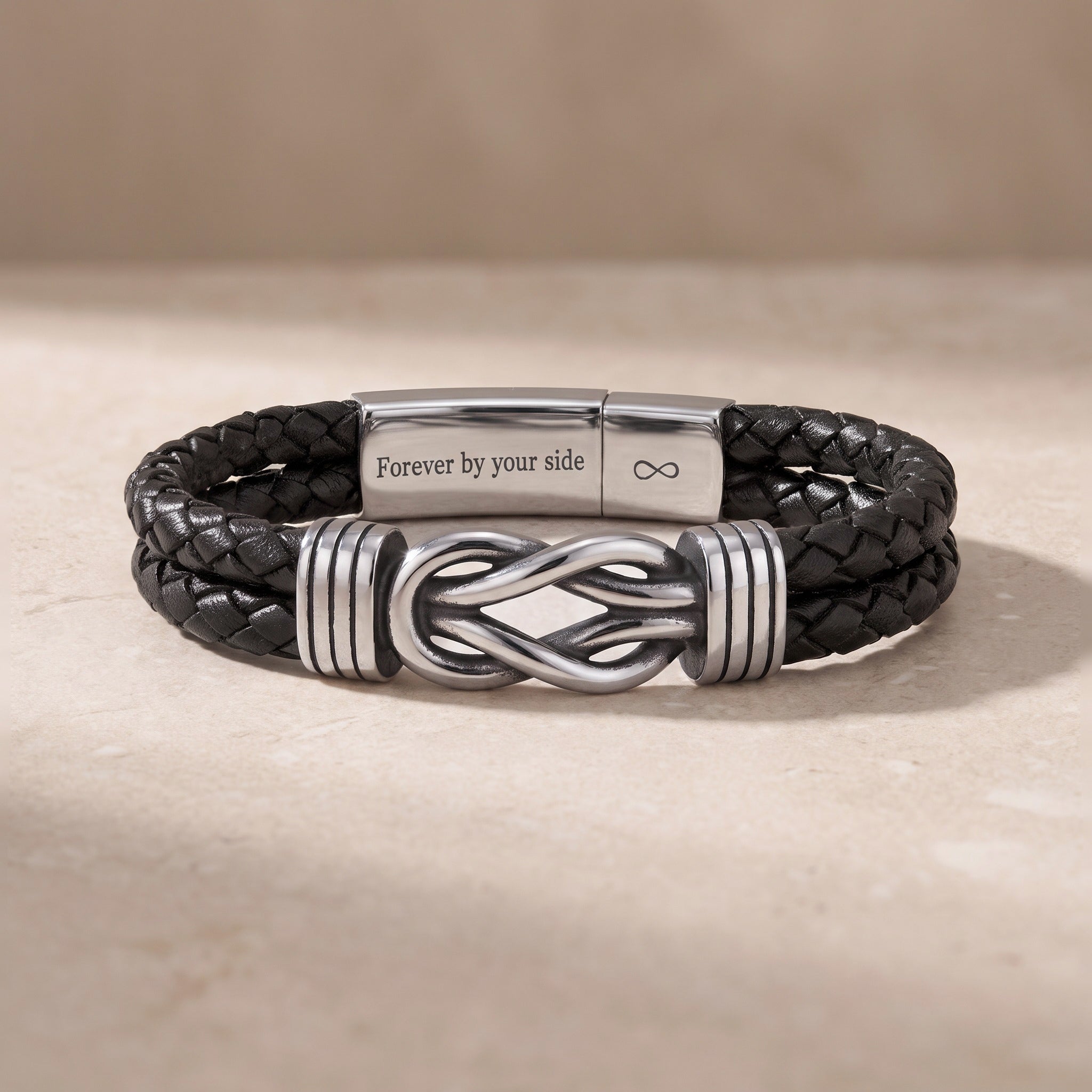 Leather Knot Bracelet for Men with Hidden Message
