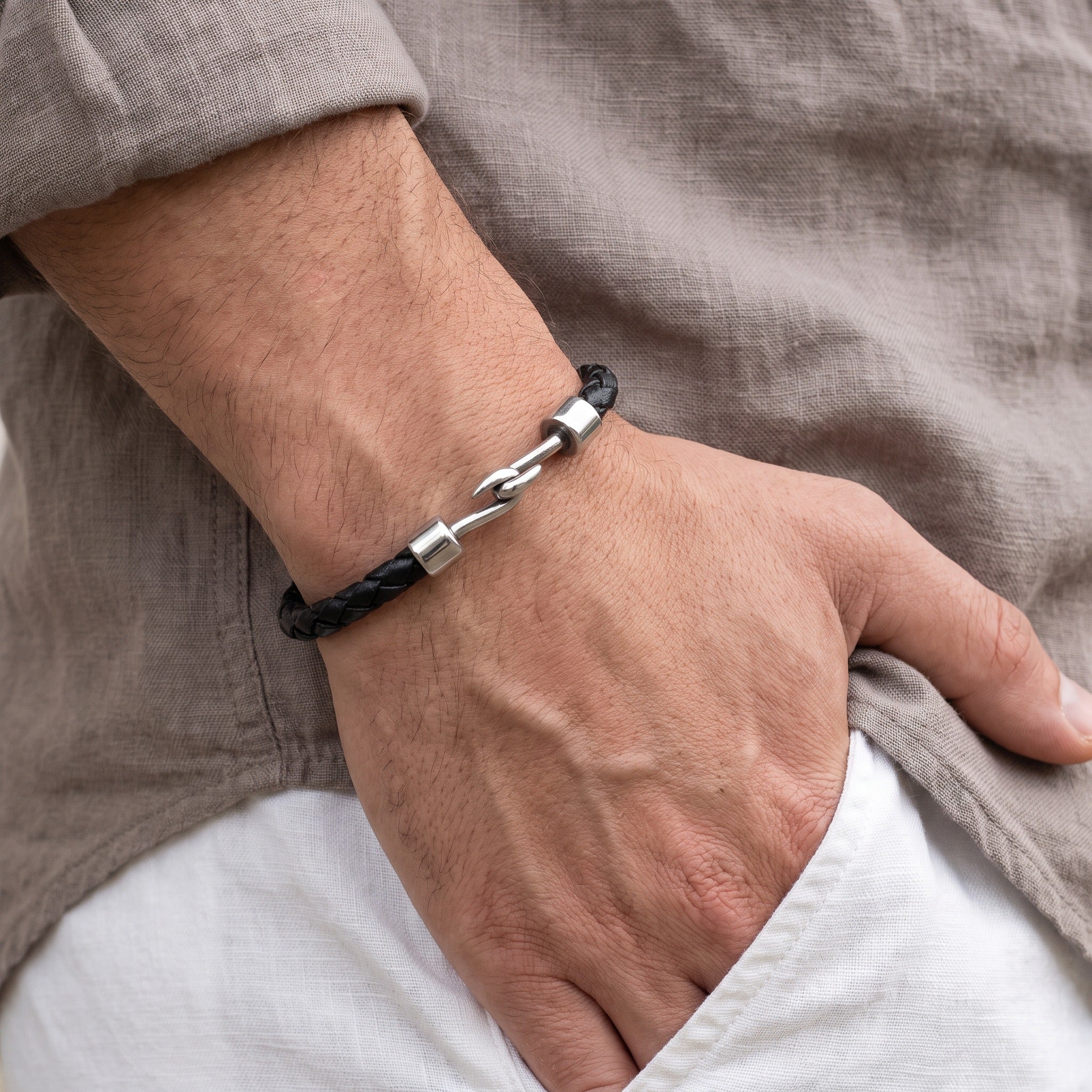 The Interlock — Braided Leather Bracelet for Men