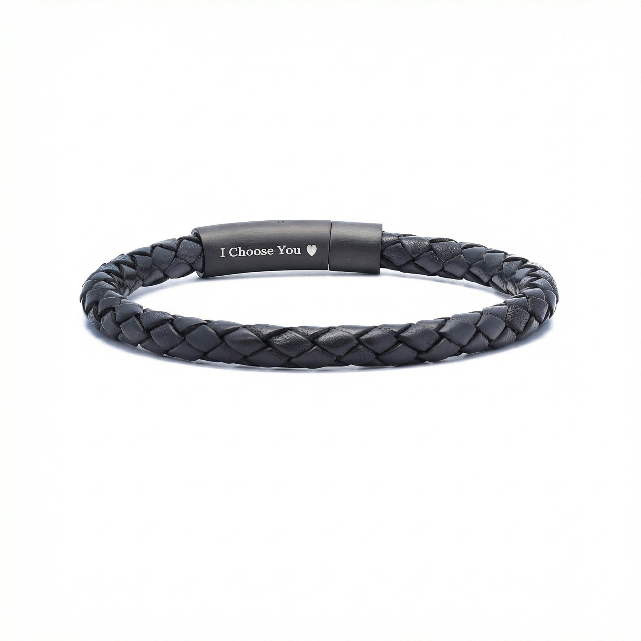 Personalized Leather Bracelet with Hidden Custom Message - Black