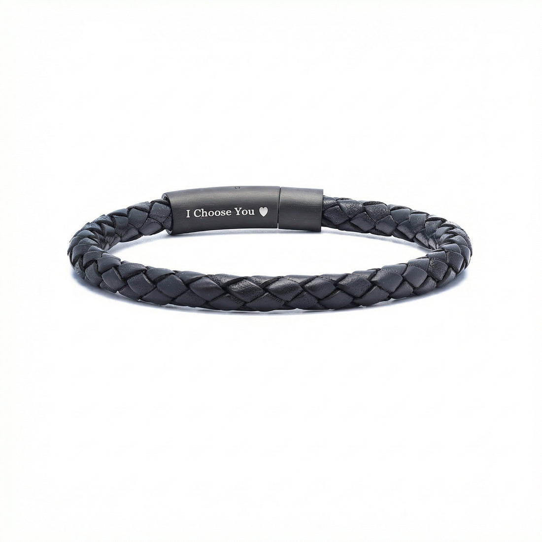 Personalized Leather Bracelet with Hidden Custom Message - Black