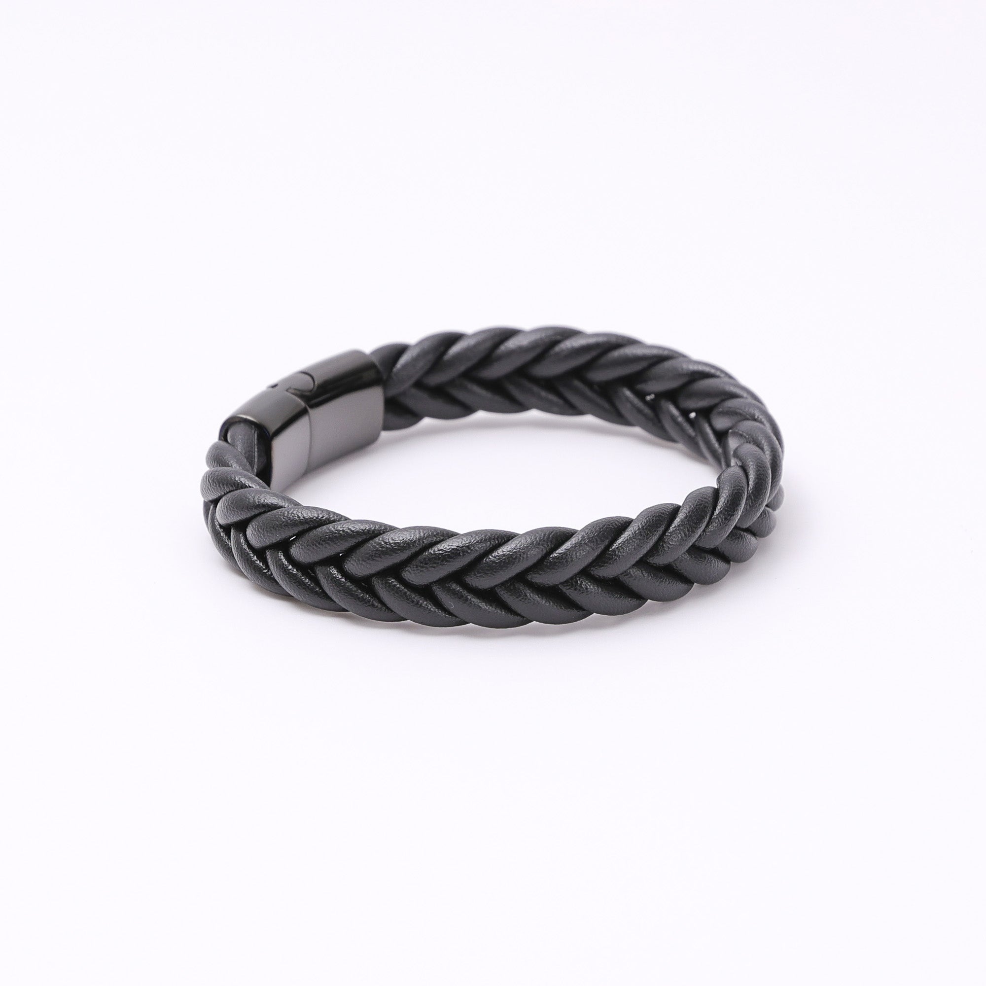 Mens Braided Leather Bracelet with Custom Engraving