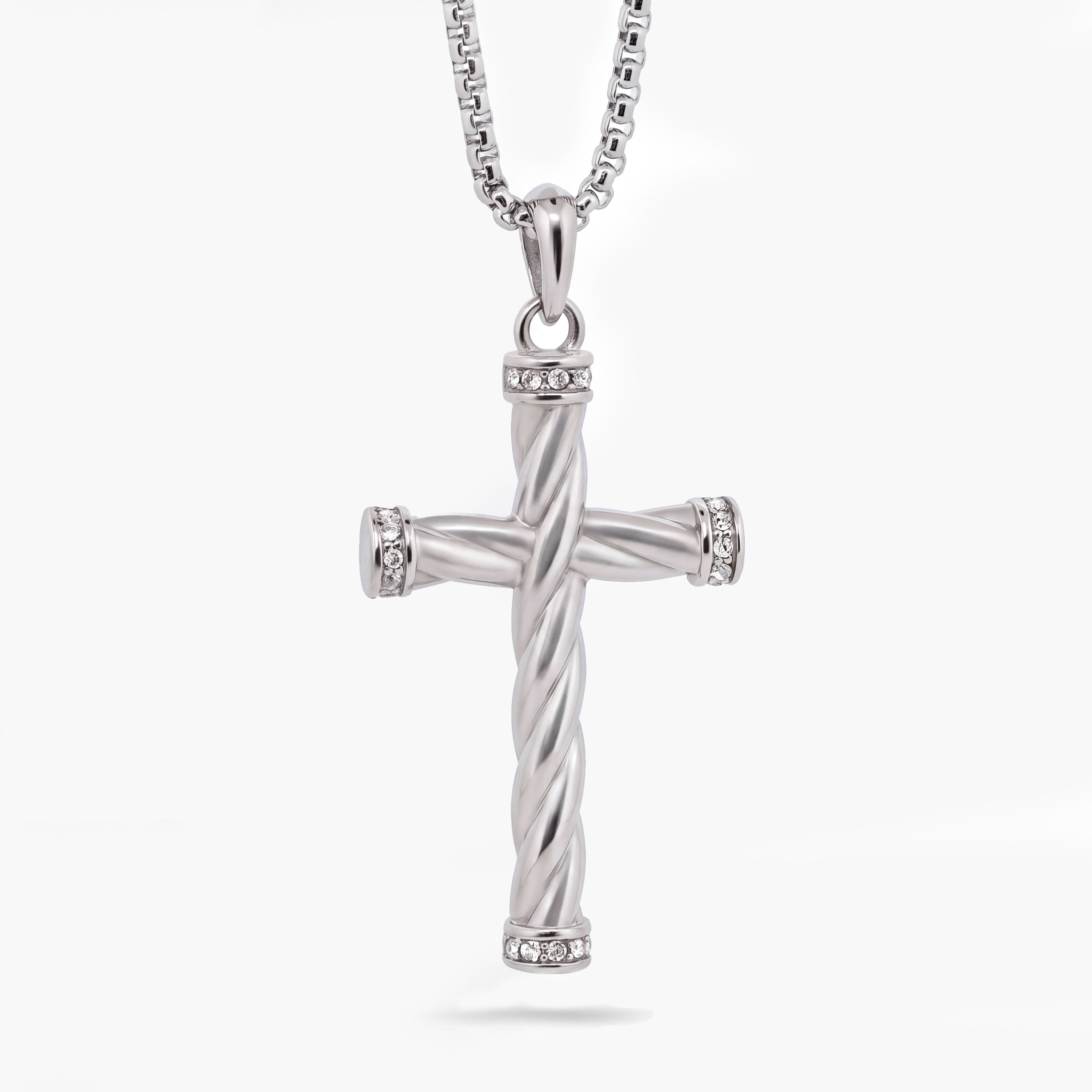 Threefold Twisted Cross Necklace - Silver