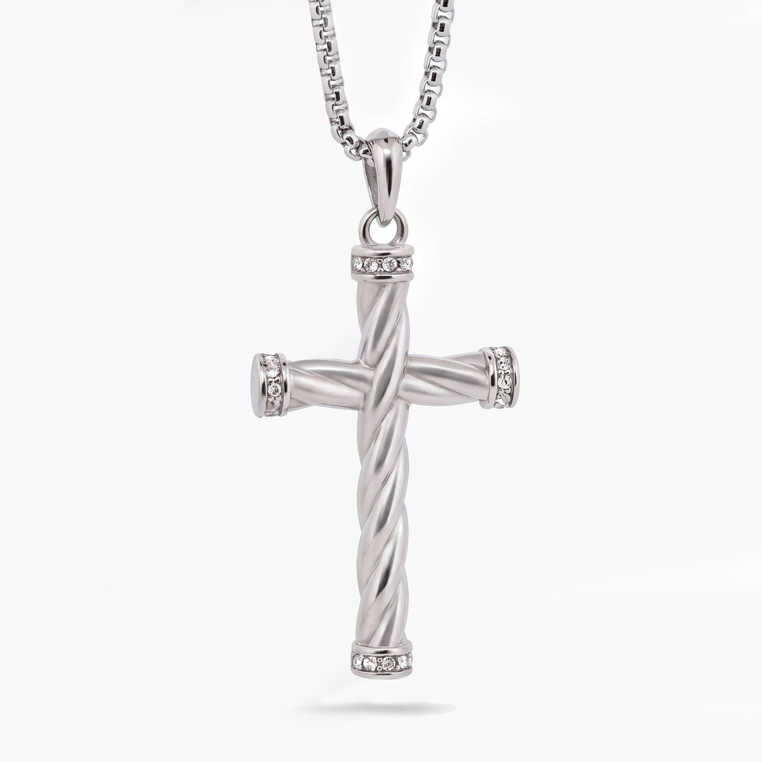 Threefold Twisted Cross Necklace - Silver