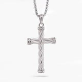 Threefold Twisted Cross Necklace - Silver