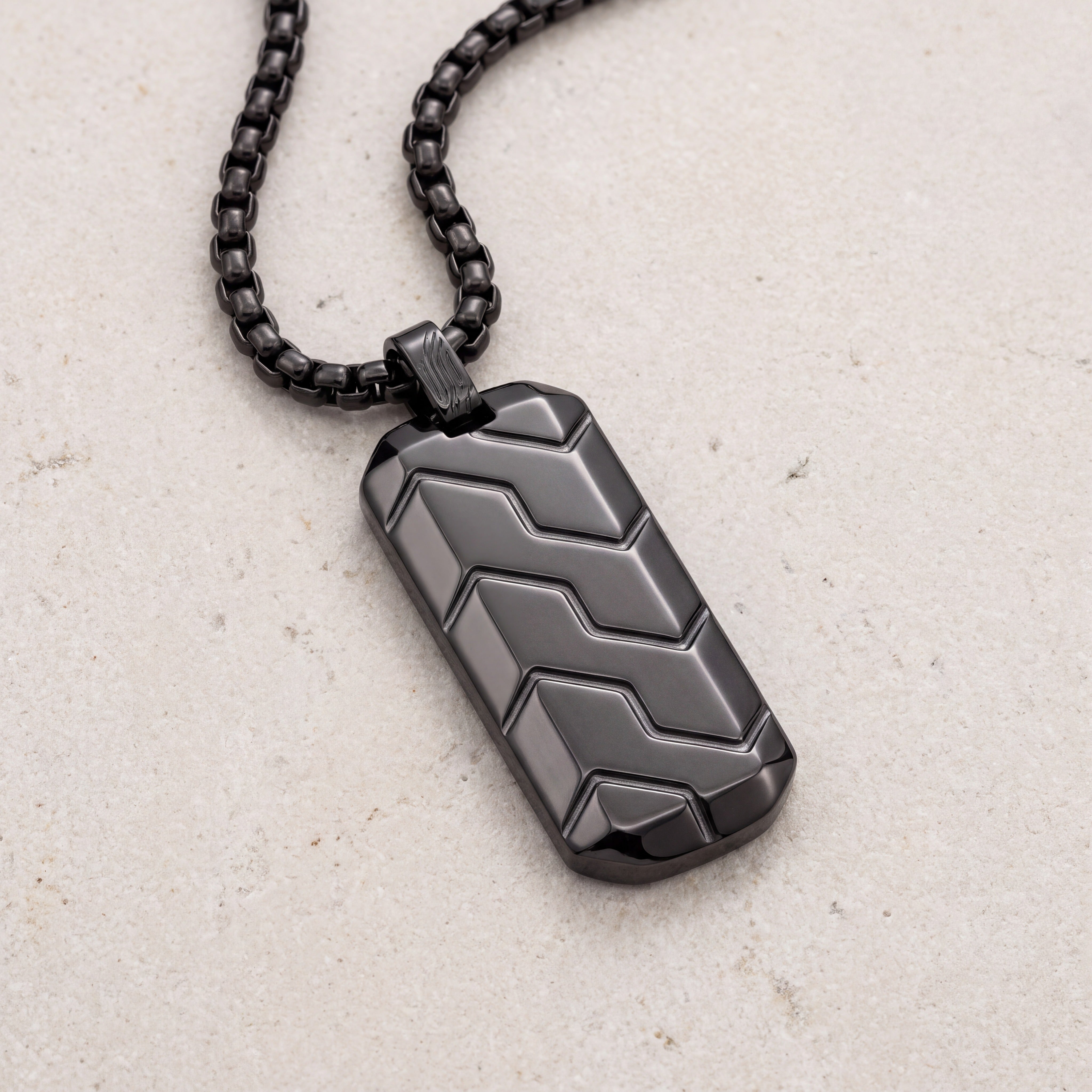 Armor Dog Tag Necklace for Men - Black