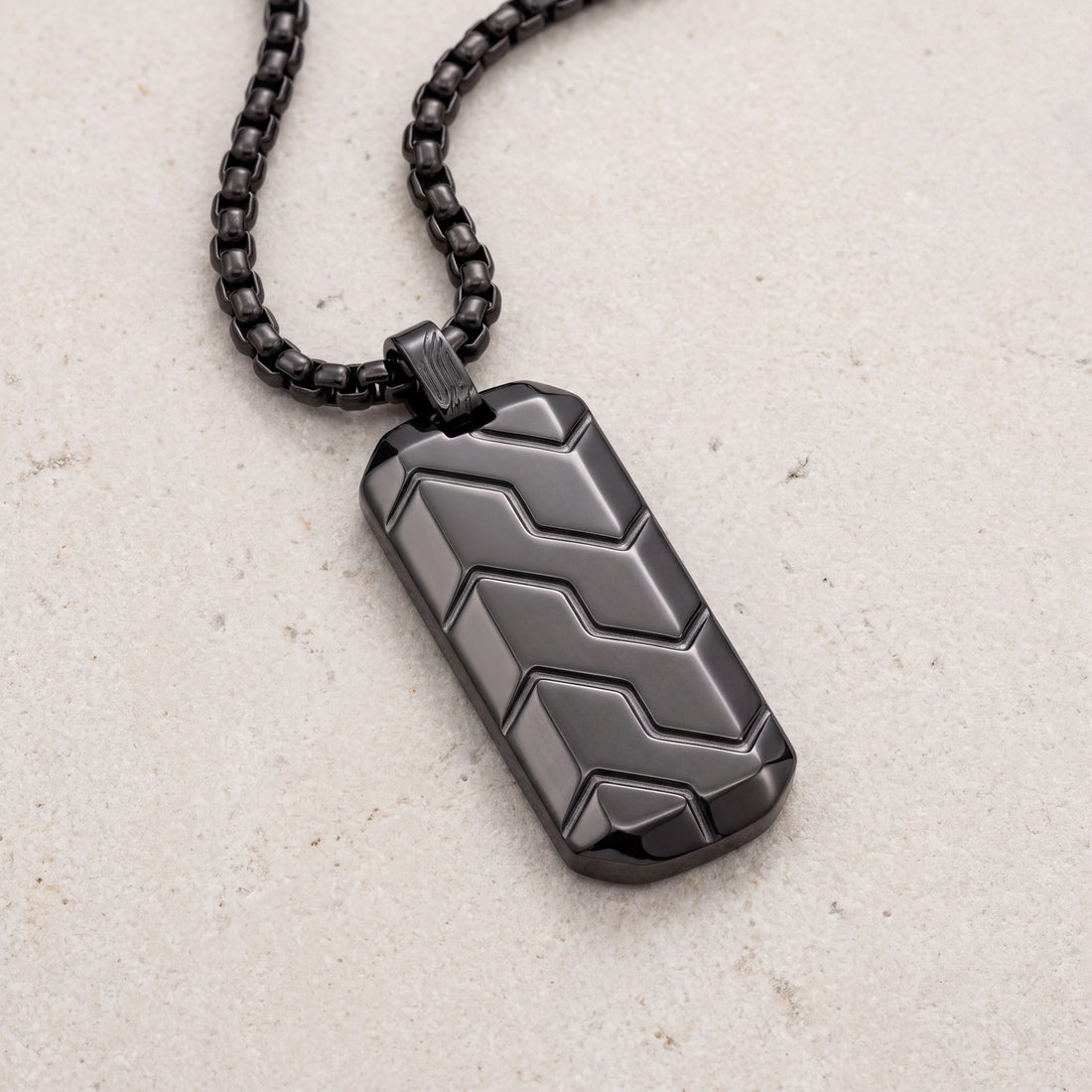 Armor Dog Tag Necklace for Men - Black