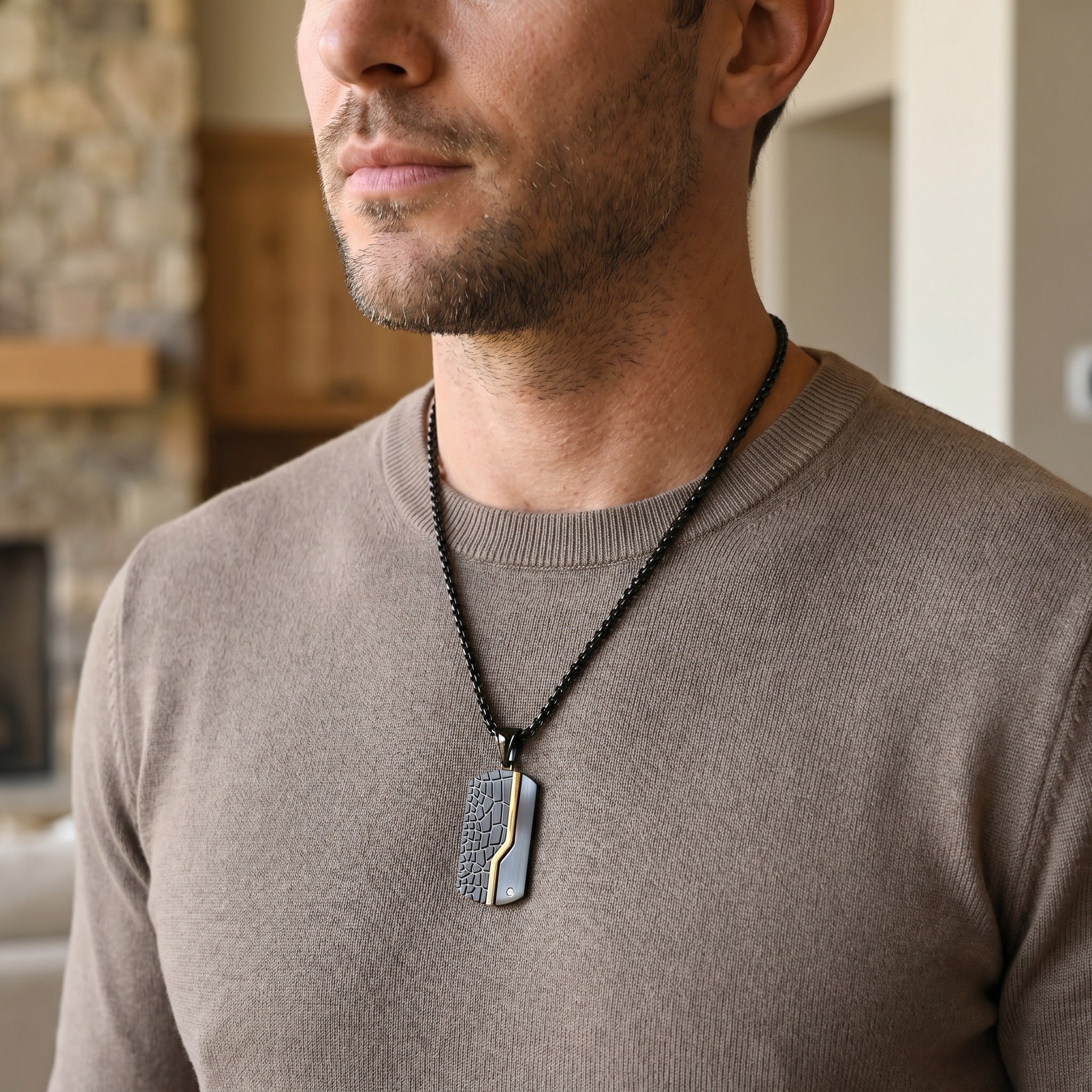 Gepersonaliseerde gegraveerde ketting voor heren – hanger met aangepaste namen in goud of zilver