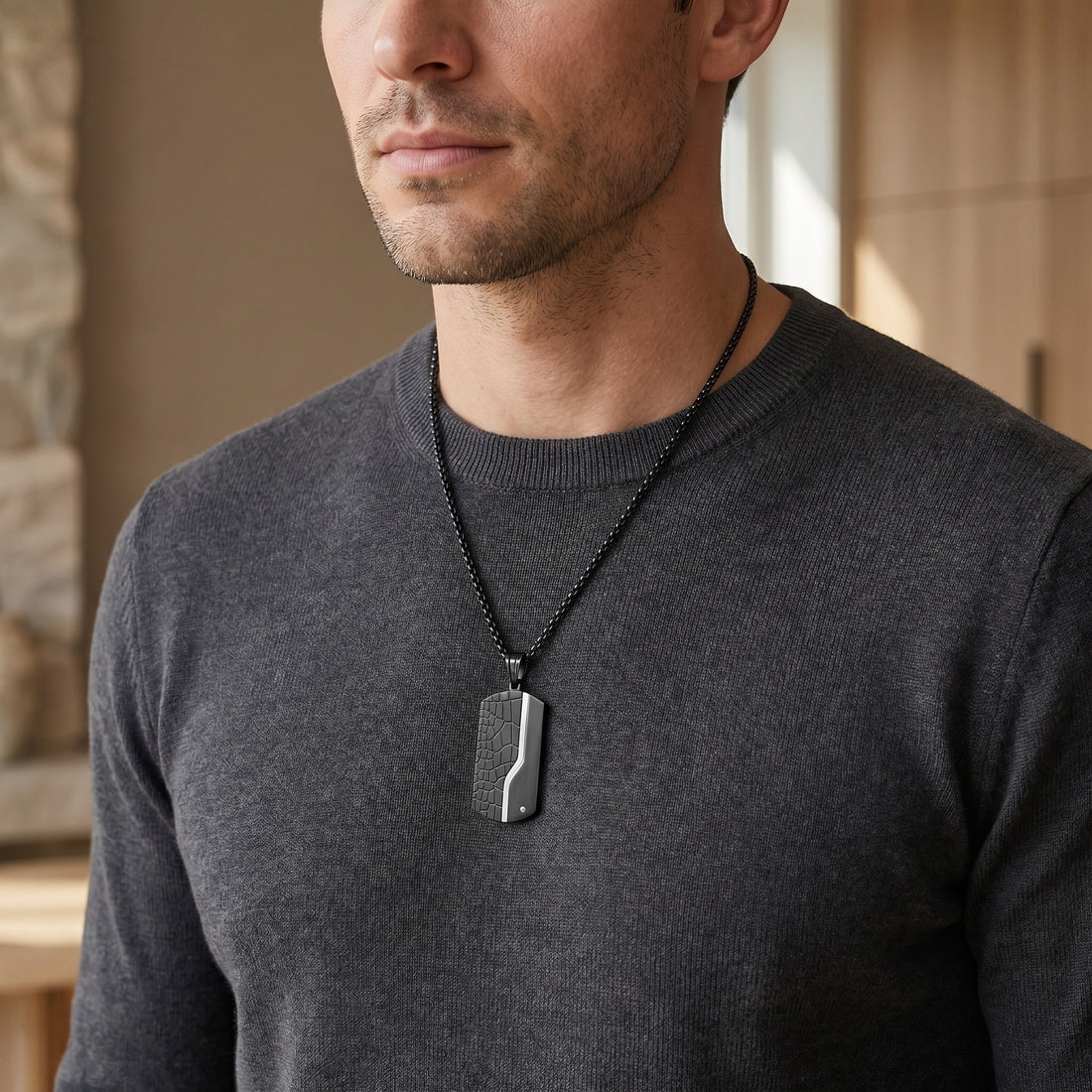 Custom Engraved Guardian Pendant for Men – Silver