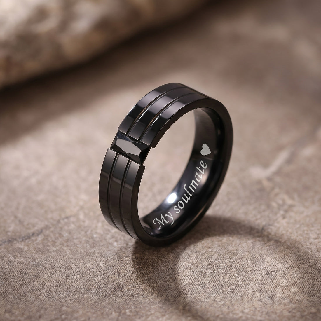 Men’s Black Tungsten Promise Ring with Black Diamond