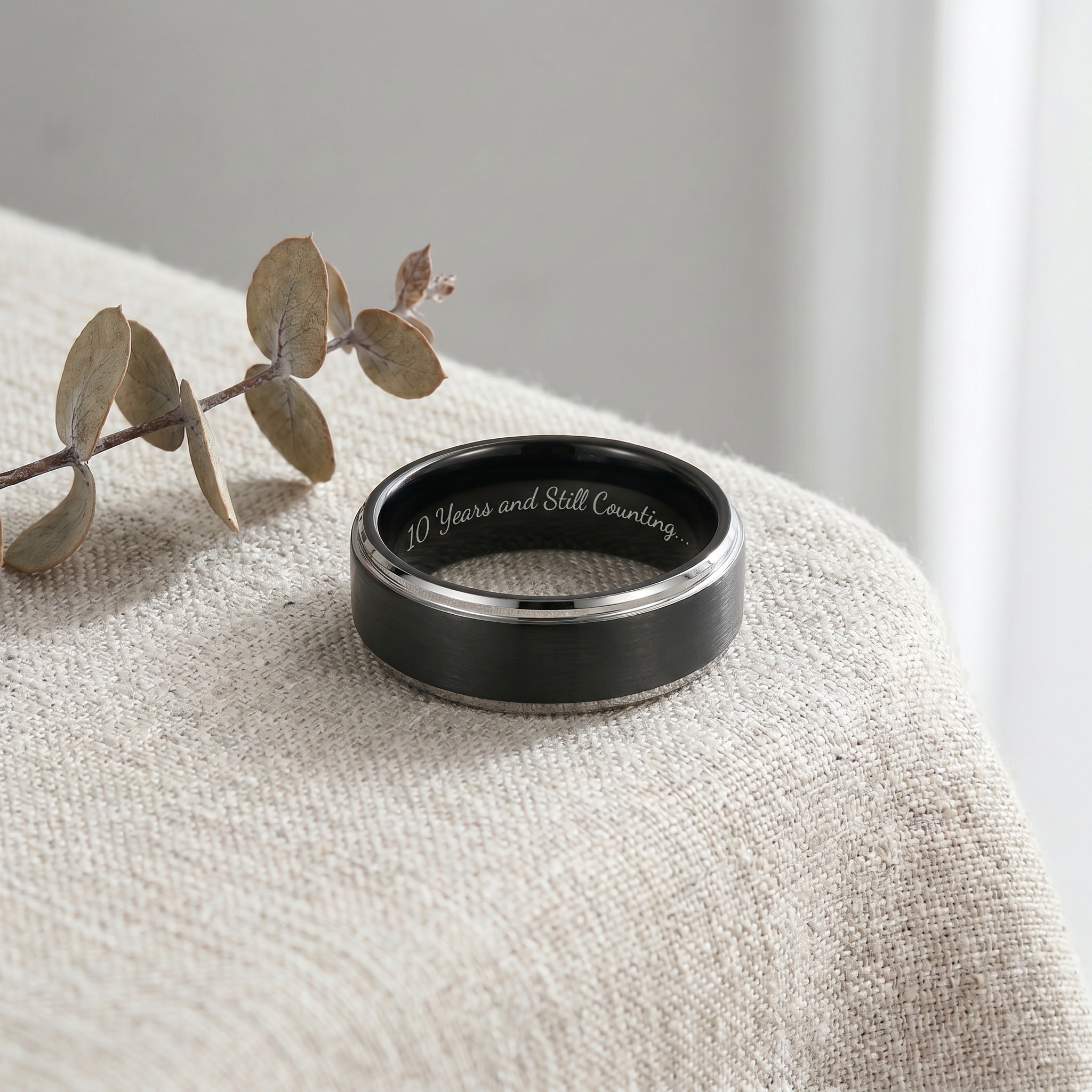 Custom Engraved Tungsten Promise Ring for Men