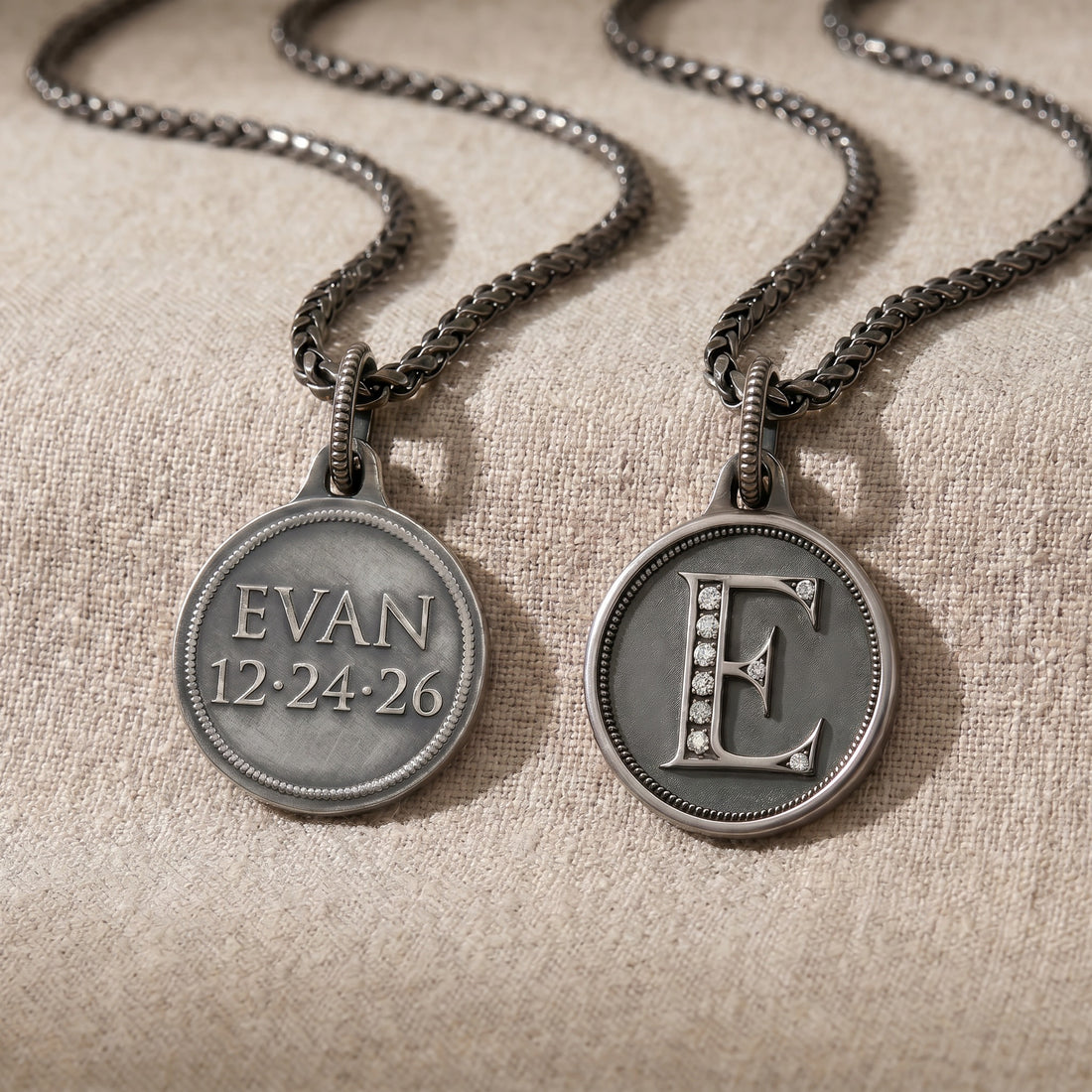 Custom Initial Pendant Necklace for Men – Sterling Silver
