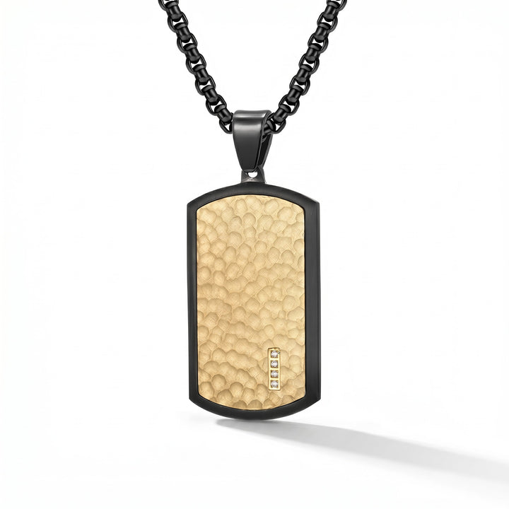 Custom Engraved Hammered Pendant - Gold