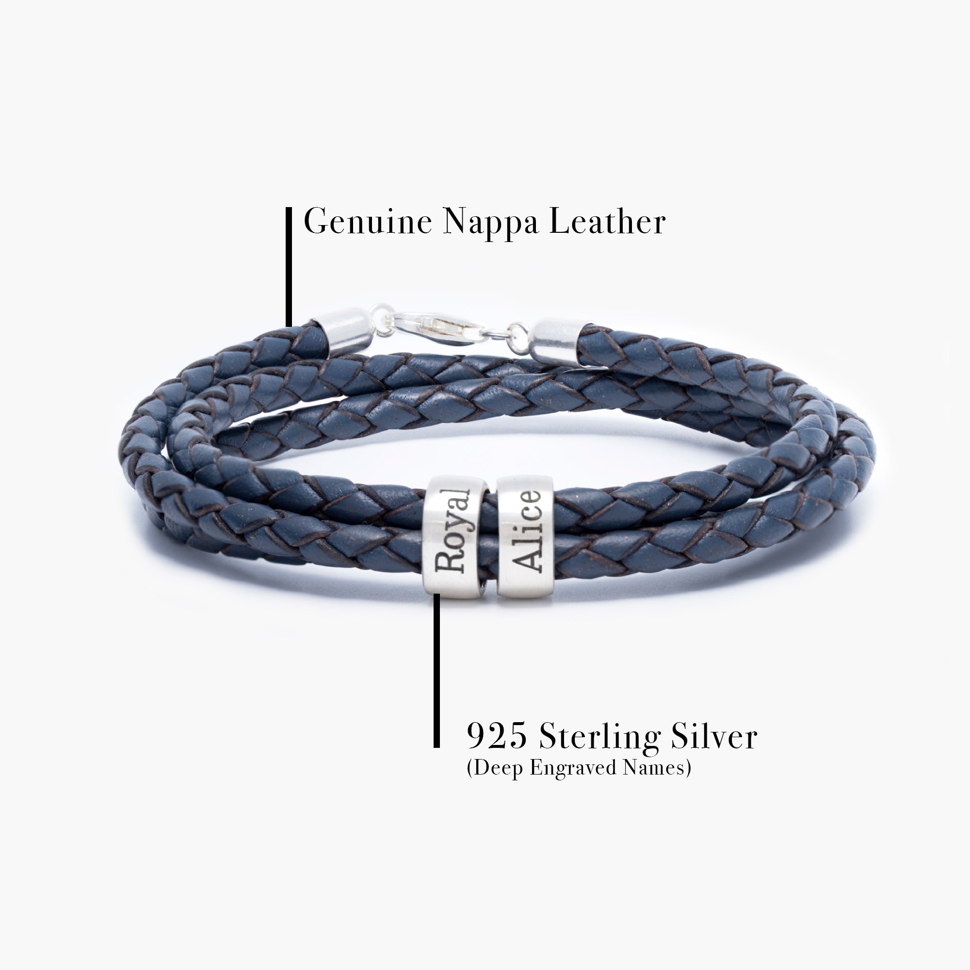 Personalized Leather Bracelet with Custom Family Names