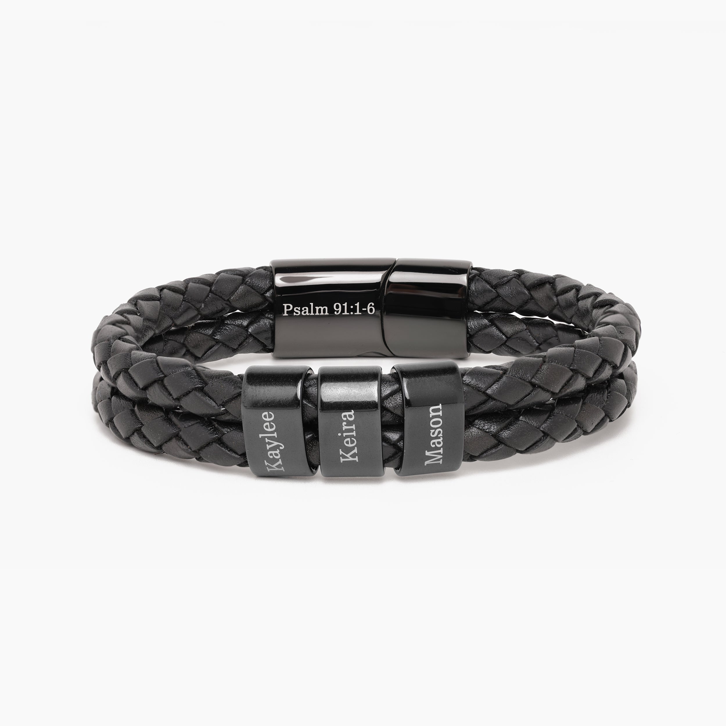 Bracelet en cuir personnalisé pour homme avec noms de famille