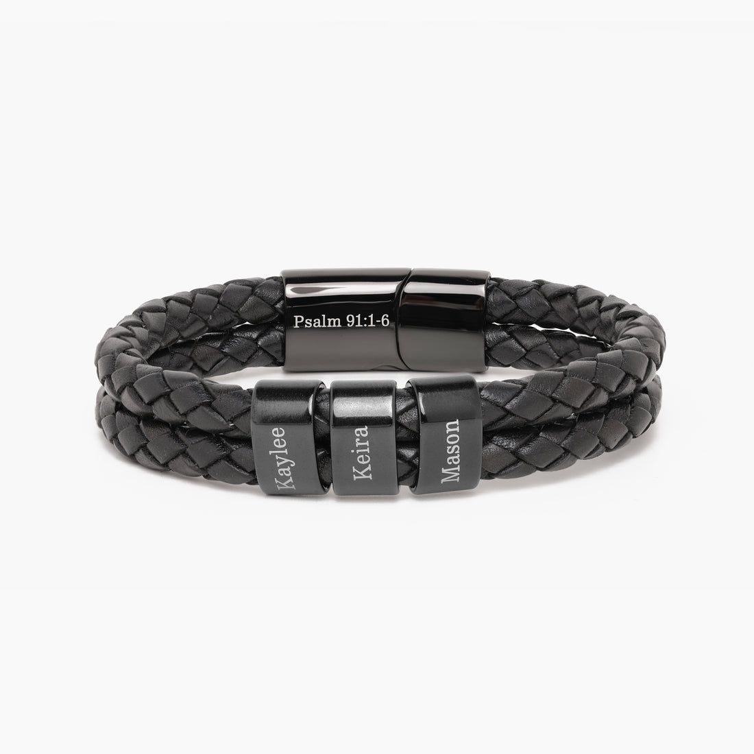 Bracelet en cuir personnalisé pour homme avec noms de famille