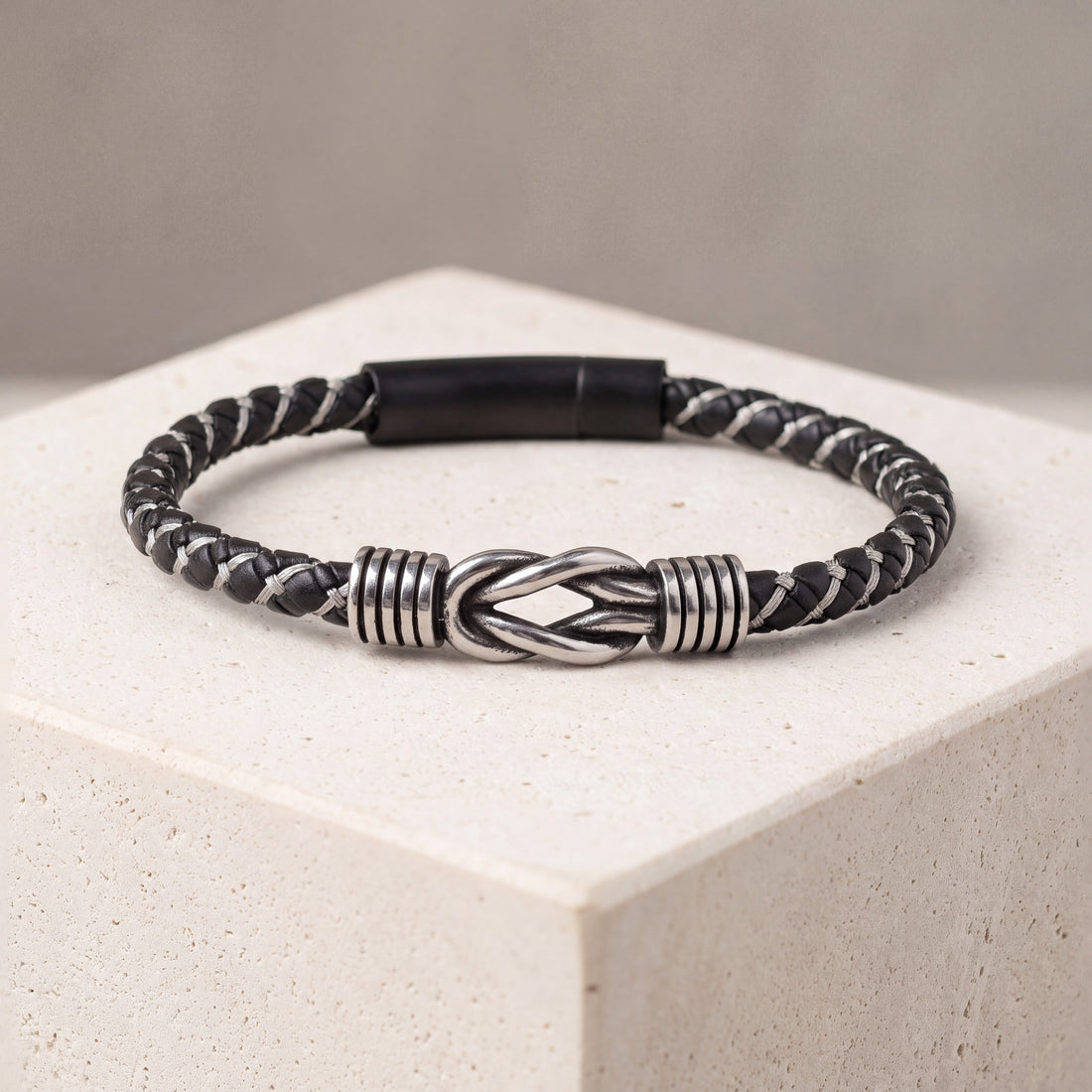 Knoop leren armband - gepersonaliseerde armband voor mannen