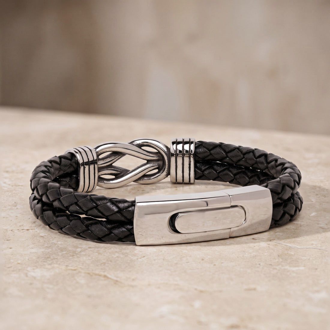 Leather Knot Bracelet for Men with Hidden Message