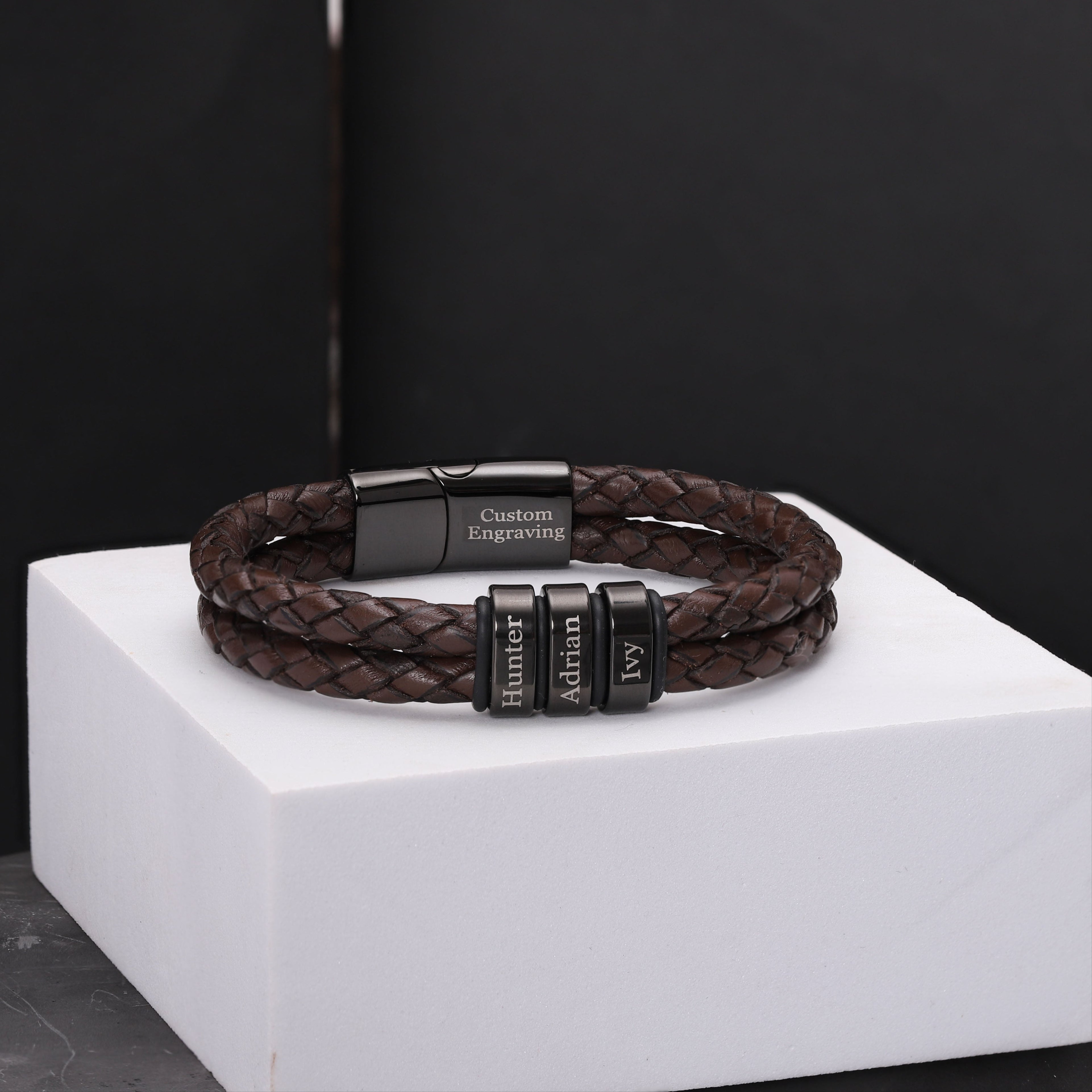 leather bracelet for men with family names