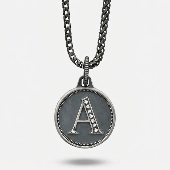 Custom Initial Pendant Necklace for Men – Sterling Silver