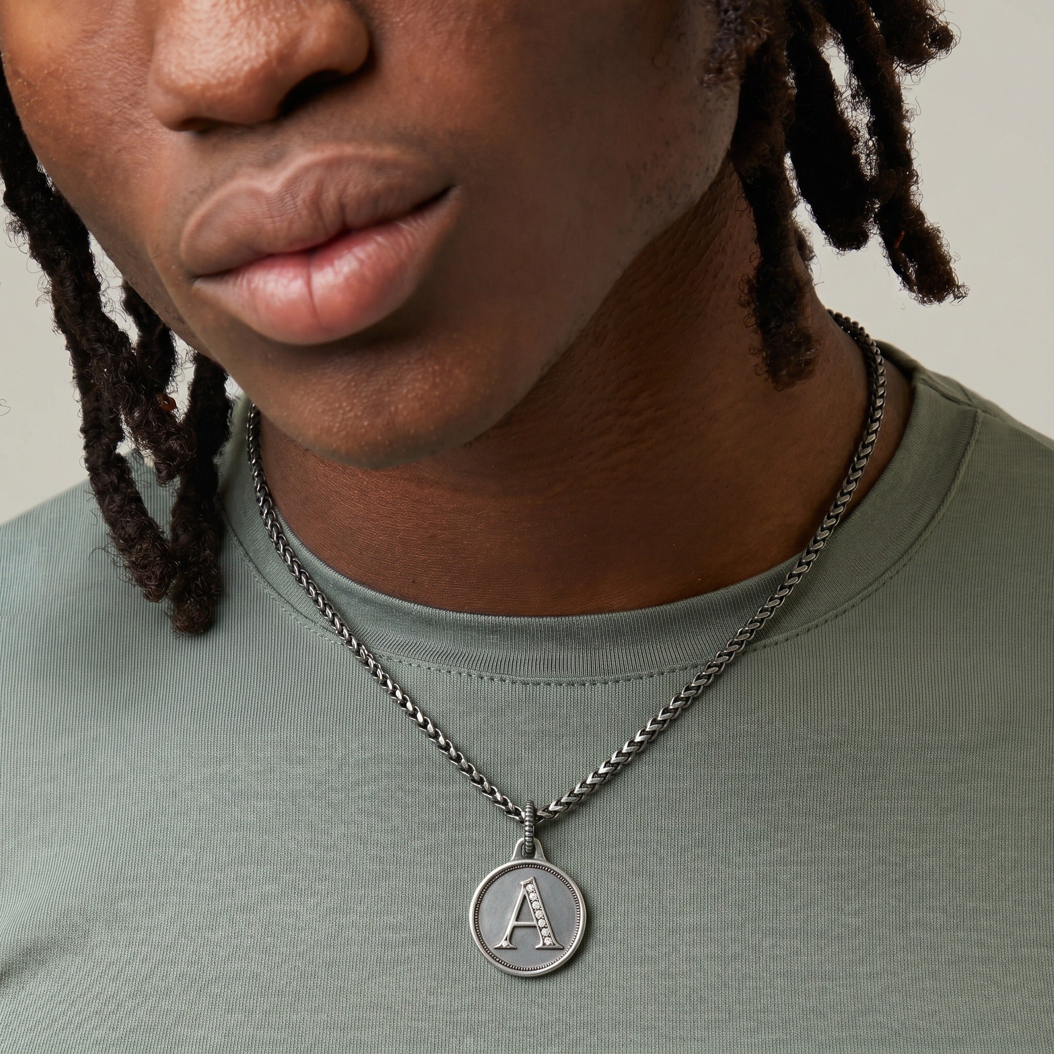 Custom Initial Pendant Necklace for Men – Sterling Silver