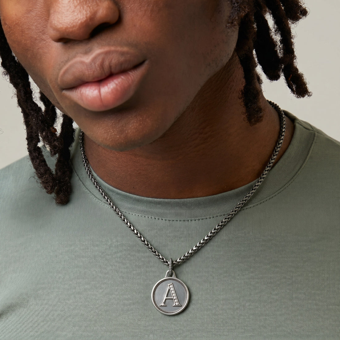 Custom Initial Pendant Necklace for Men – Sterling Silver