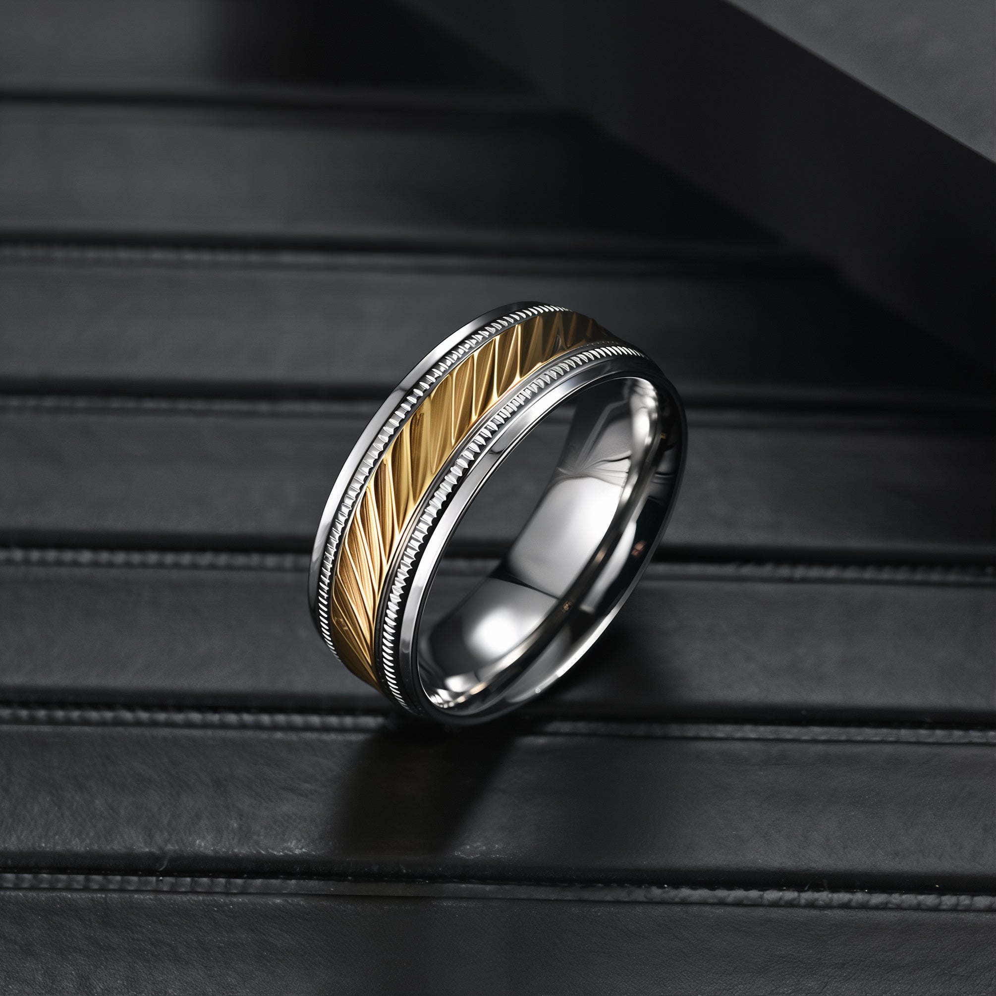 Personalized Twisted Gold Band Ring for Men – Custom Engraved Wedding Ring